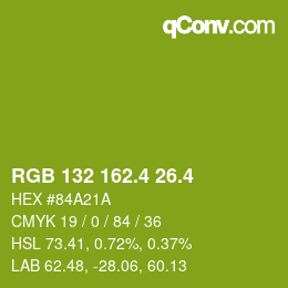 カラーコード: RGB 132 162.4 26.4 | qconv.com