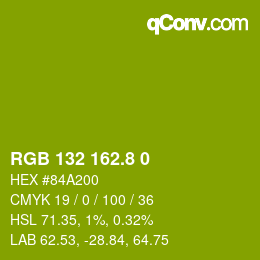 カラーコード: RGB 132 162.8 0 | qconv.com