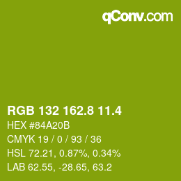 カラーコード: RGB 132 162.8 11.4 | qconv.com