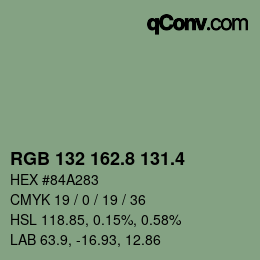カラーコード: RGB 132 162.8 131.4 | qconv.com