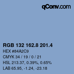 カラーコード: RGB 132 162.8 201.4 | qconv.com