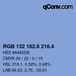 カラーコード: RGB 132 162.8 216.4 | qconv.com