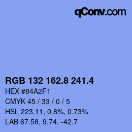 カラーコード: RGB 132 162.8 241.4 | qconv.com