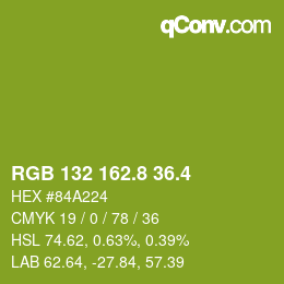 カラーコード: RGB 132 162.8 36.4 | qconv.com