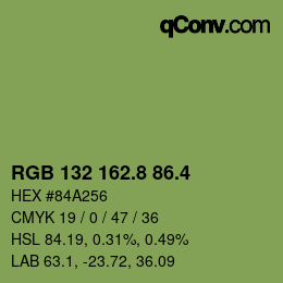 カラーコード: RGB 132 162.8 86.4 | qconv.com