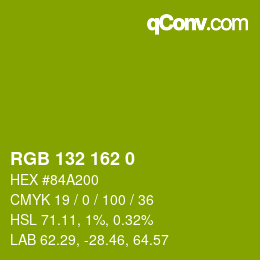 カラーコード: RGB 132 162 0 | qconv.com