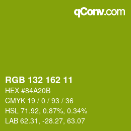 カラーコード: RGB 132 162 11 | qconv.com