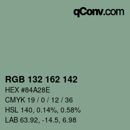 カラーコード: RGB 132 162 142 | qconv.com