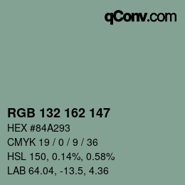 カラーコード: RGB 132 162 147 | qconv.com