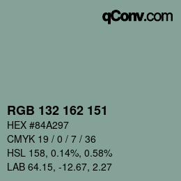 カラーコード: RGB 132 162 151 | qconv.com