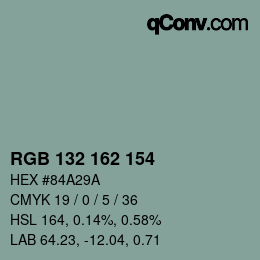 Color code: RGB 132 162 154 | qconv.com