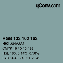 Color code: RGB 132 162 162 | qconv.com