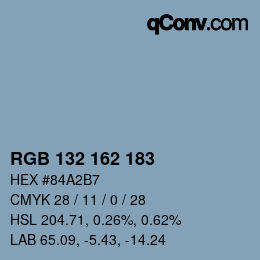 カラーコード: RGB 132 162 183 | qconv.com