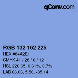 カラーコード: RGB 132 162 225 | qconv.com