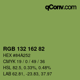 Color code: RGB 132 162 82 | qconv.com