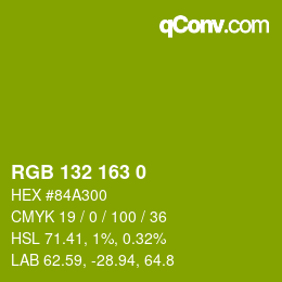 カラーコード: RGB 132 163 0 | qconv.com