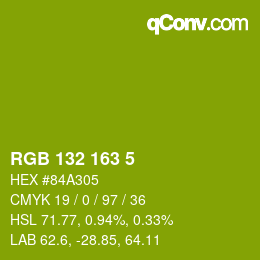 カラーコード: RGB 132 163 5 | qconv.com
