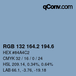 カラーコード: RGB 132 164.2 194.6 | qconv.com