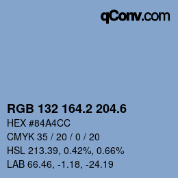 カラーコード: RGB 132 164.2 204.6 | qconv.com