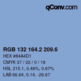 カラーコード: RGB 132 164.2 209.6 | qconv.com