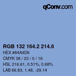 カラーコード: RGB 132 164.2 214.6 | qconv.com