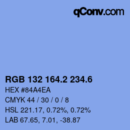 カラーコード: RGB 132 164.2 234.6 | qconv.com