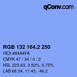 カラーコード: RGB 132 164.2 250 | qconv.com