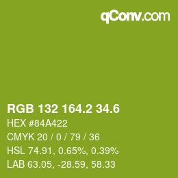 カラーコード: RGB 132 164.2 34.6 | qconv.com