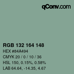 Color code: RGB 132 164 148 | qconv.com