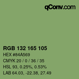 カラーコード: RGB 132 165 105 | qconv.com