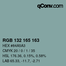 Color code: RGB 132 165 163 | qconv.com