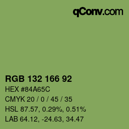 カラーコード: RGB 132 166 92 | qconv.com