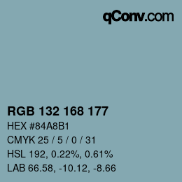 Farbcode: RGB 132 168 177 | qconv.com