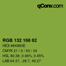 Color code: RGB 132 168 62 | qconv.com