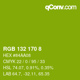 カラーコード: RGB 132 170 8 | qconv.com