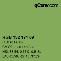 Color code: RGB 132 171 89 | qconv.com
