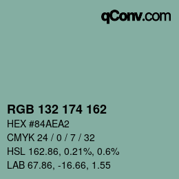 Color code: RGB 132 174 162 | qconv.com