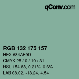 Farbcode: RGB 132 175 157 | qconv.com