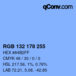 Color code: RGB 132 178 255 | qconv.com