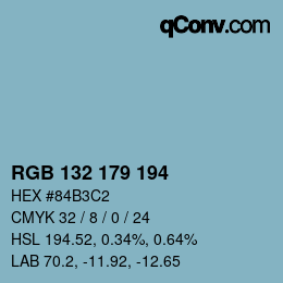 カラーコード: RGB 132 179 194 | qconv.com