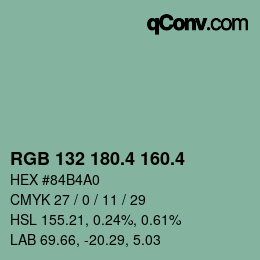 カラーコード: RGB 132 180.4 160.4 | qconv.com