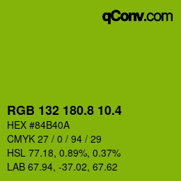 カラーコード: RGB 132 180.8 10.4 | qconv.com