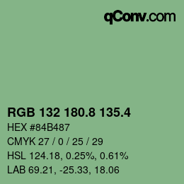 カラーコード: RGB 132 180.8 135.4 | qconv.com