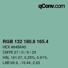 カラーコード: RGB 132 180.8 165.4 | qconv.com