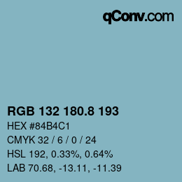 カラーコード: RGB 132 180.8 193 | qconv.com