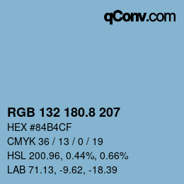 カラーコード: RGB 132 180.8 207 | qconv.com