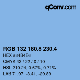 カラーコード: RGB 132 180.8 230.4 | qconv.com