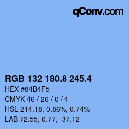 カラーコード: RGB 132 180.8 245.4 | qconv.com