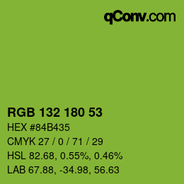 Color code: RGB 132 180 53 | qconv.com