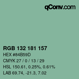 カラーコード: RGB 132 181 157 | qconv.com